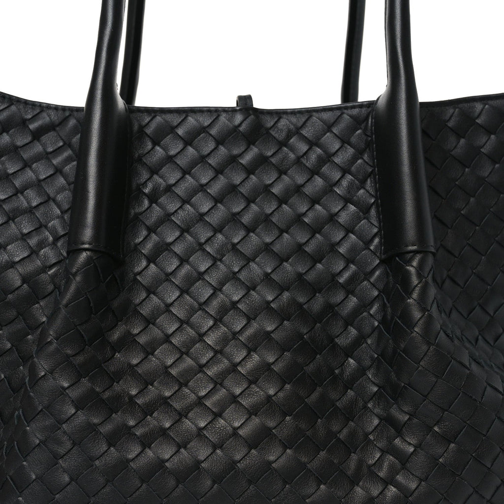 Calfskin Intrecciato Large Pinacoteca Reversible Tote Black