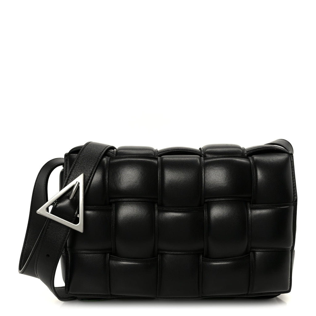 Nappa Maxi Intreccio Padded Cassette Crossbody Bag Black