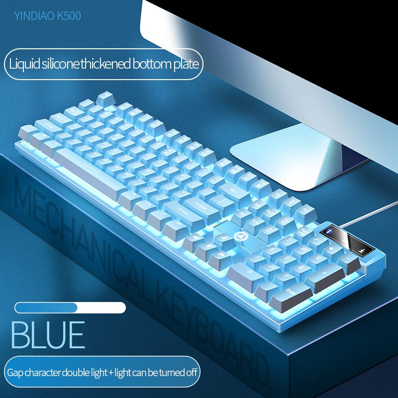 104 Keys Gaming Keyboard Wired Keyboard Color Matching Backlit Mechanical Feel Computer E-sports Peripherals for Desktop Laptop - Light 8