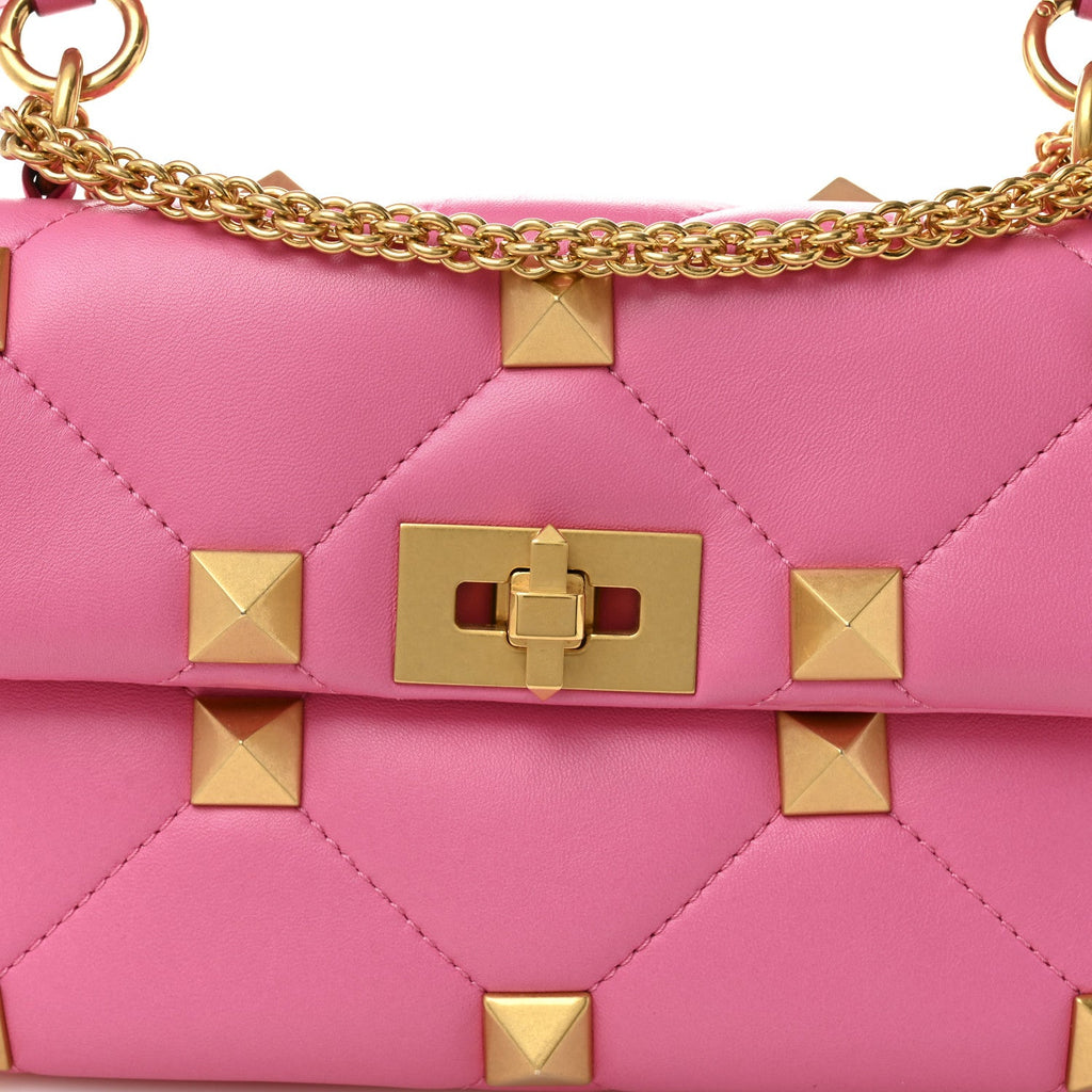 Nappa Medium Roman Stud Shoulder Bag Feminine Pink