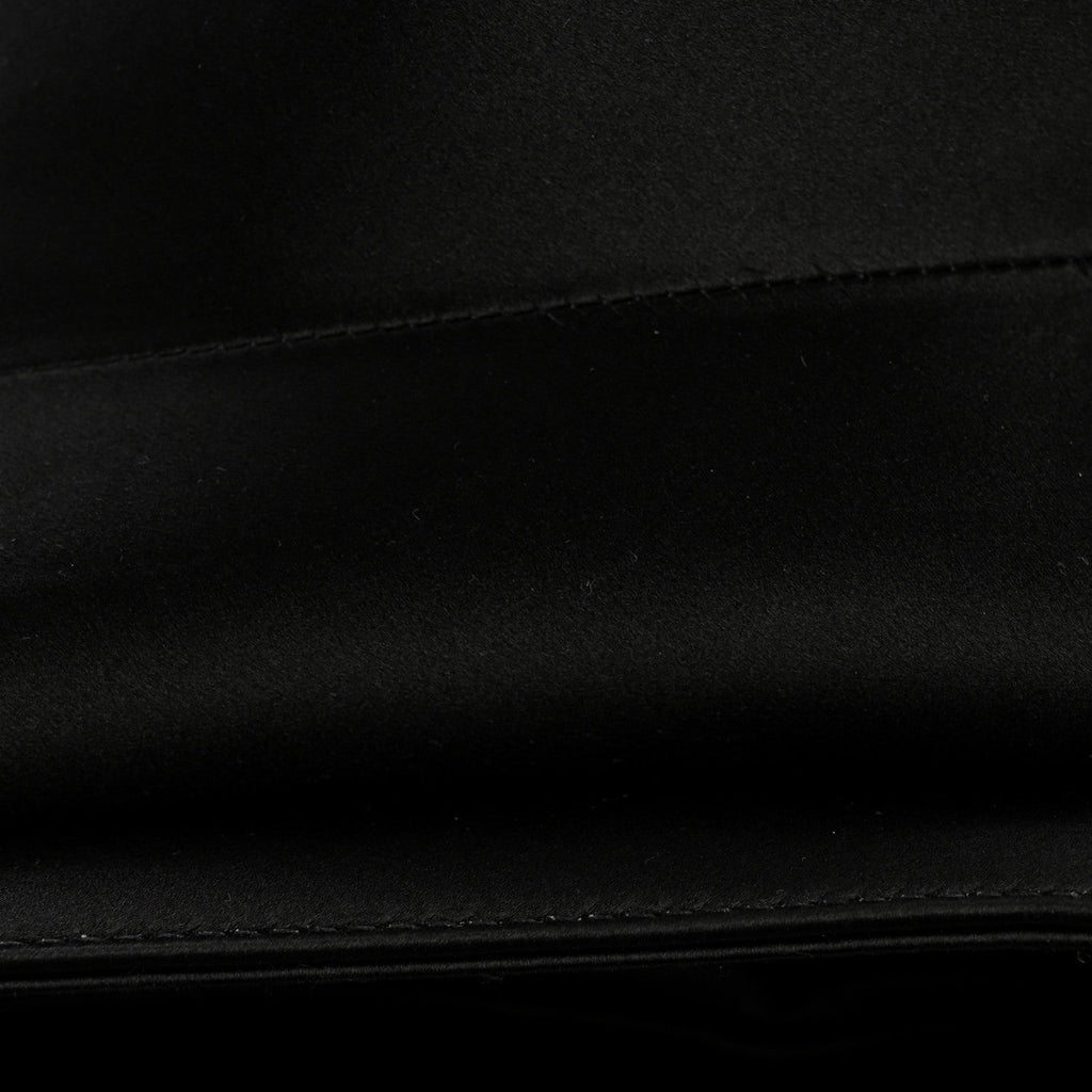 Satin Crystal Mini Saddle Bag Black