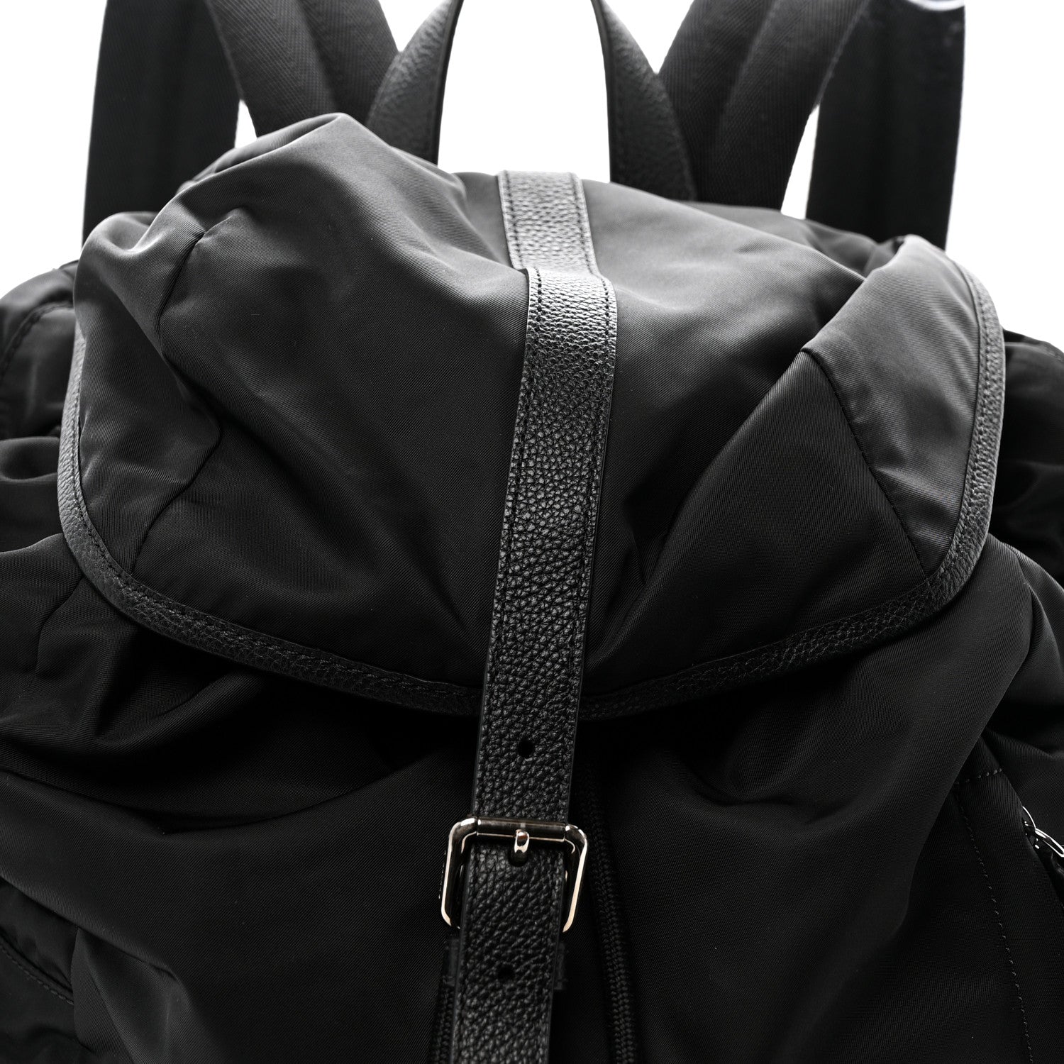 Nylon Grained Calfskin Watson Diaper Bag Black