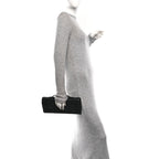 Nappa Intrecciato Long Andiamo Top Handle Clutch Black