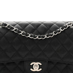 Caviar Quilted Medium Double Flap Black