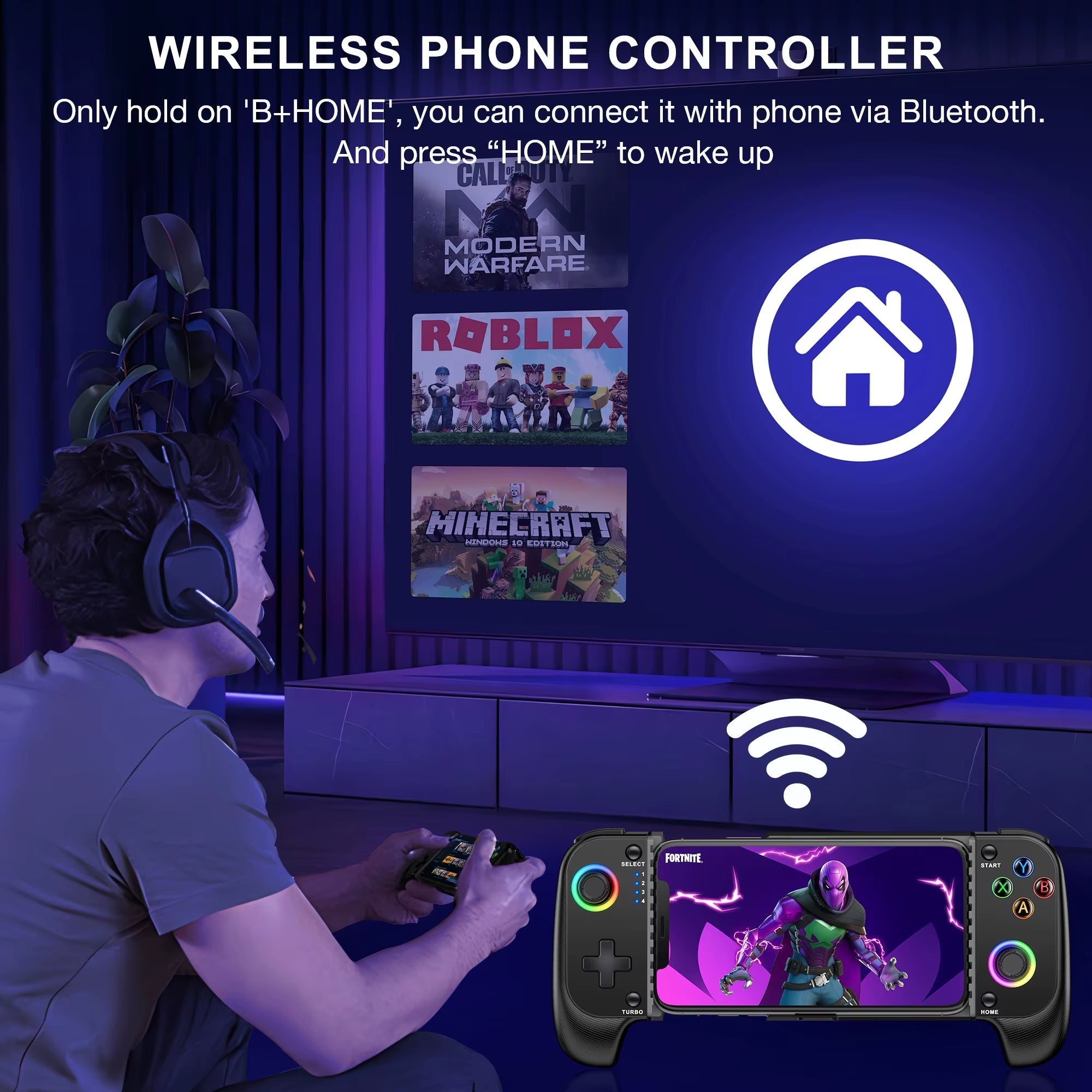 MC100 Telescopic Wireless Bluetooth Gamepad for iOS and Android - Compatible with PUBG and COD