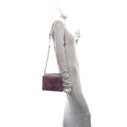 Metallic Patent Micro-Cannage Medium Diorama Flap Bag Pink
