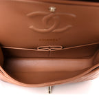 Lambskin Quilted Medium Double Flap Brown