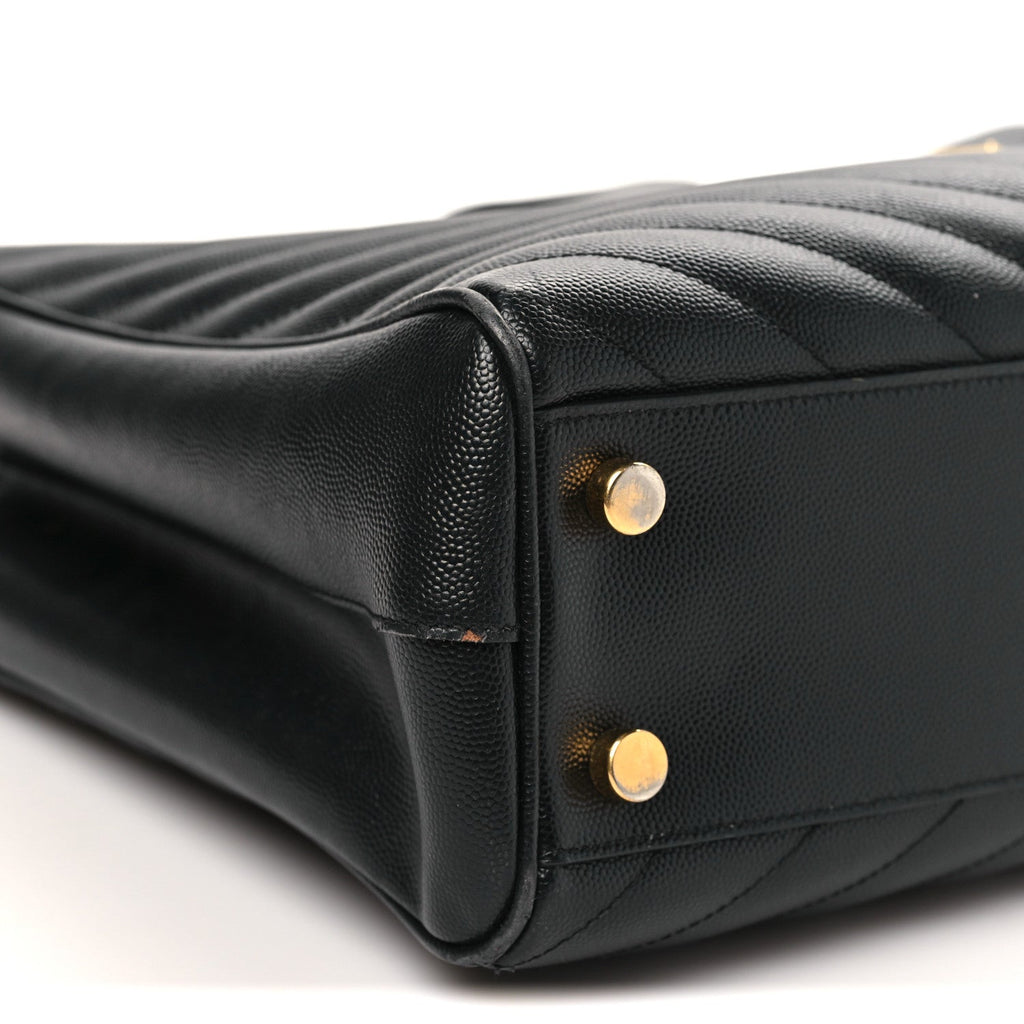 Grain De Poudre Matelasse Chevron Monogram Shopping Bag Black