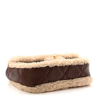 Shearling Lambskin Quilted Mini Furry Coco Flap Beige Dark Brown