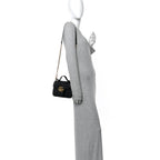 Calfskin Matelasse Mini GG Marmont Top Handle Shoulder Bag Black