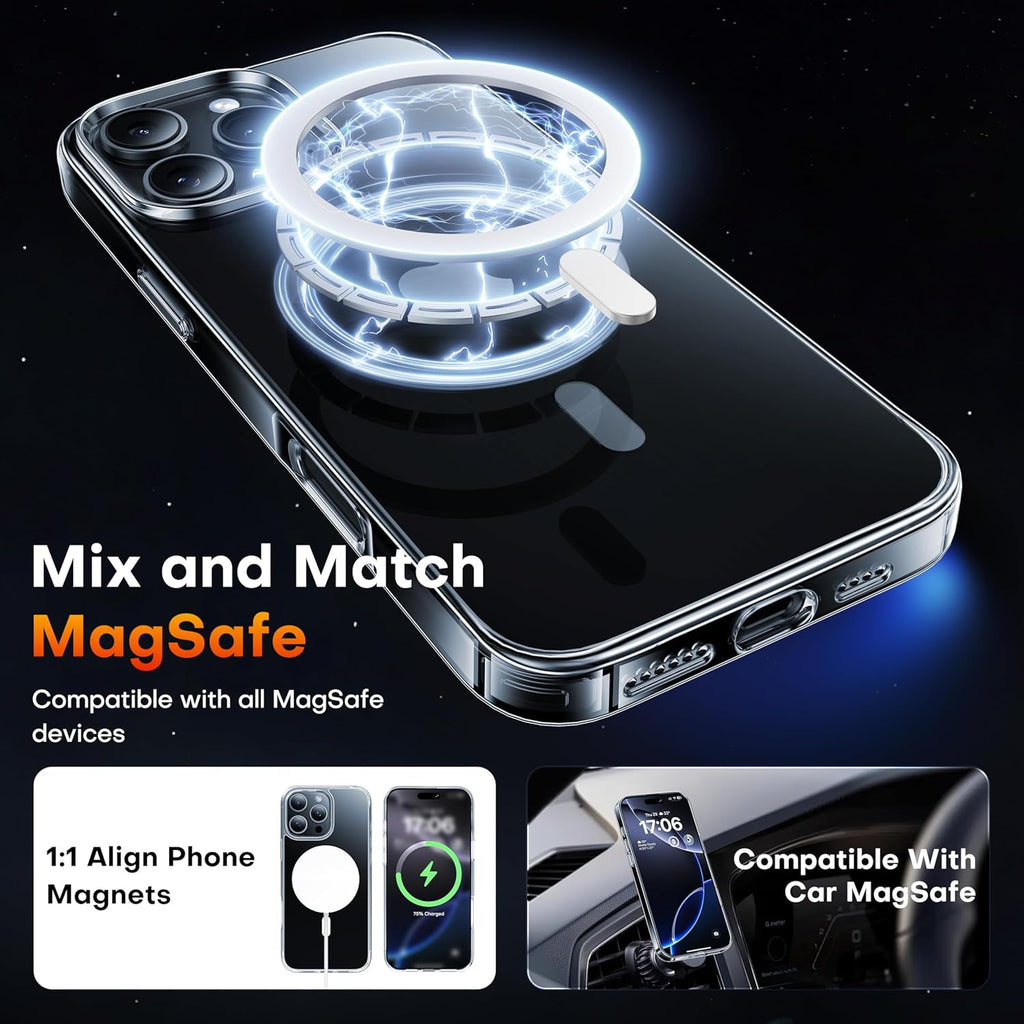 Entronix [Magnetic] Case Compatible with iPhone 16 Pro Max - [Hard Back] Thick Clear