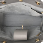 Calfskin Chevron Quilted Statement Shopping Tote Grey