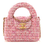 Tweed Quilted Mini Nano Kelly Shopper Pink