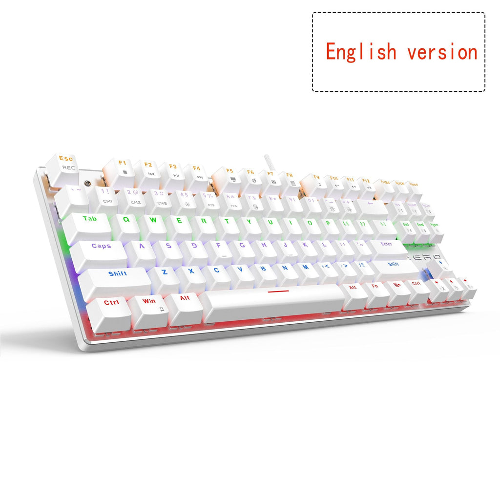 Edition Mechanical Keyboard 87 keys Red Switch Gaming Keyboards for Tablet Desktop Russian sticker - backlit white US-red switch