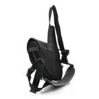 Nylon Grained Calfskin Saddle Bag Black Multicolor