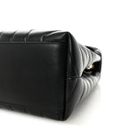 Calfskin Y Quilted Monogram Medium Loulou Chain Satchel Black