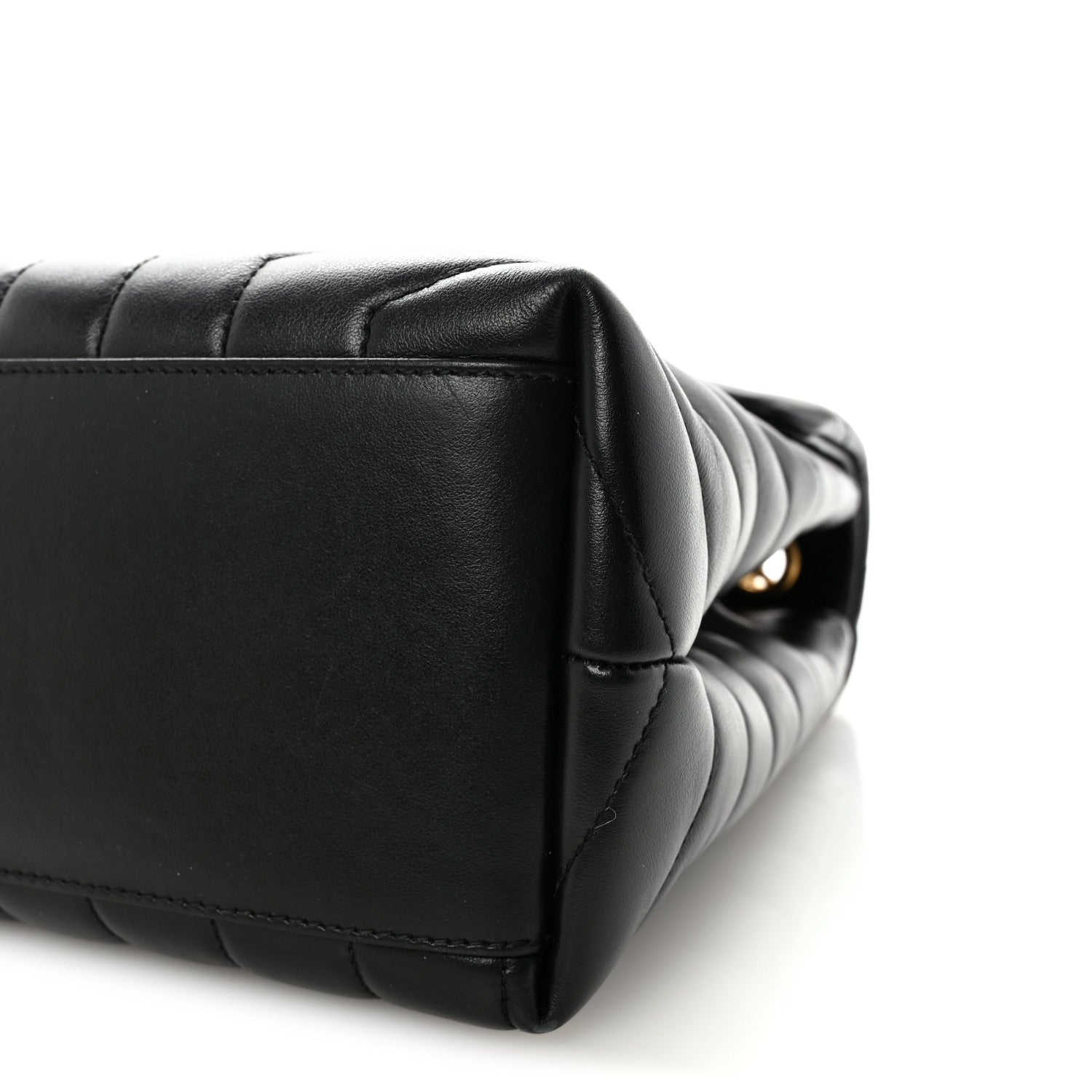 Calfskin Y Quilted Monogram Medium Loulou Chain Satchel Black
