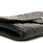 Lambskin Quilted Clutch With Chain Flap Black