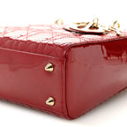 Patent Cannage Small Lady Dior Cherry Red