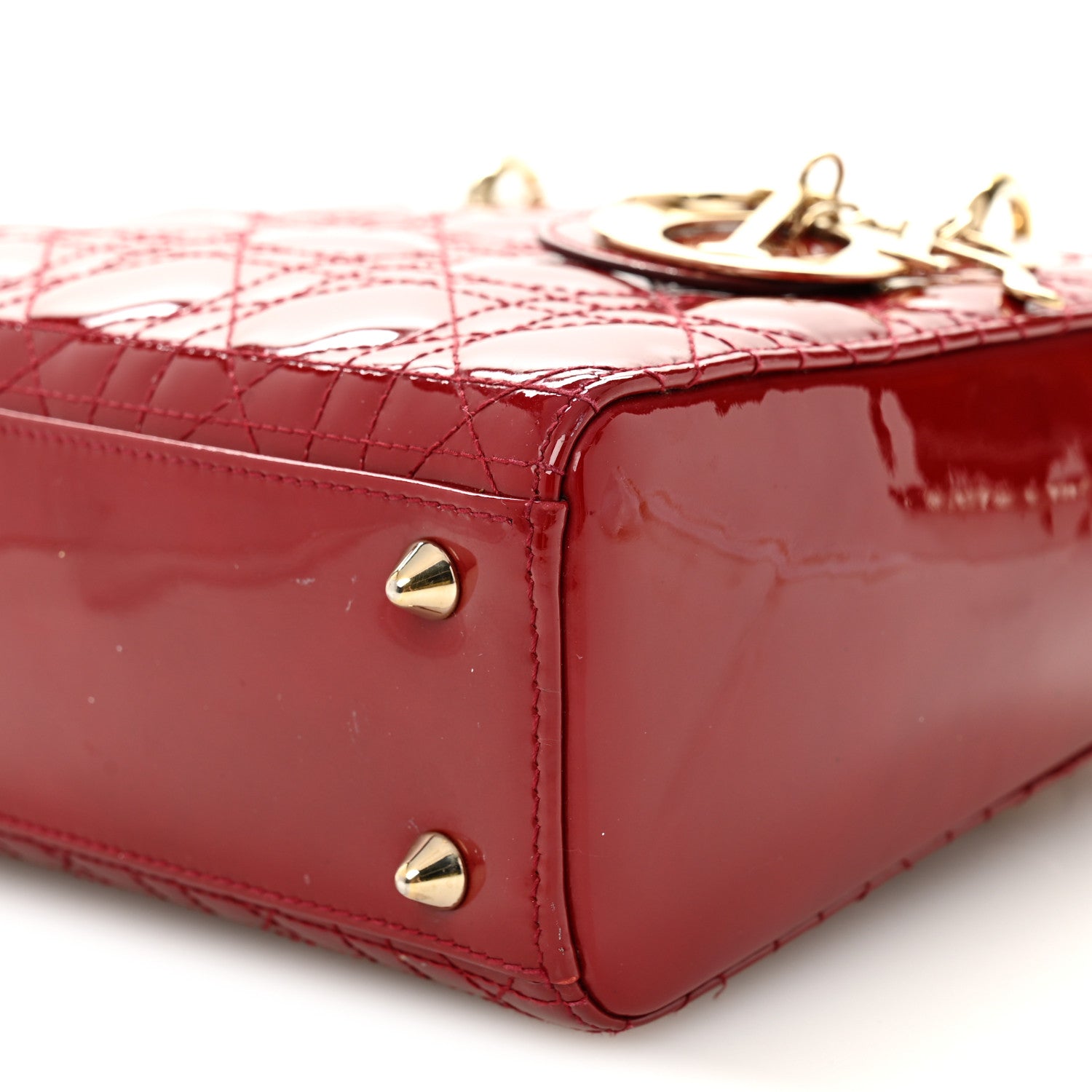 Patent Cannage Small Lady Dior Cherry Red