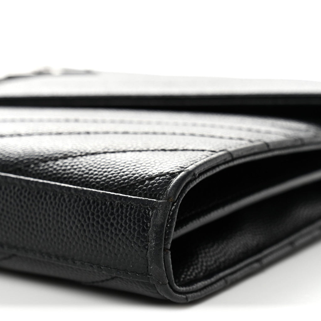 Grain De Poudre Matelasse Chevron Monogram Chain Wallet  Black