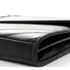 Grain De Poudre Matelasse Chevron Monogram Chain Wallet  Black