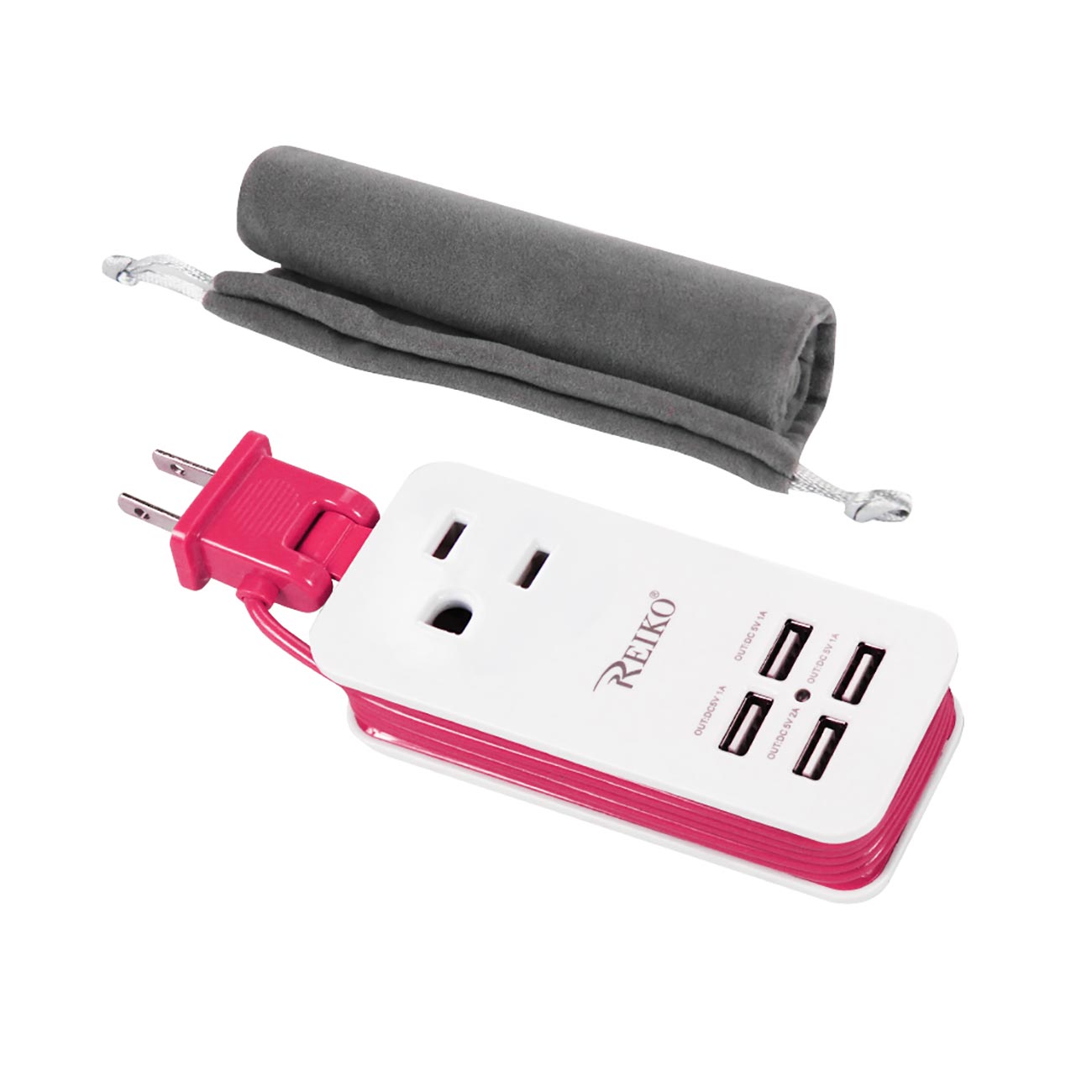 Reiko 4.1 Amp 4 Usb Home Wall Charging Station In Hot Pink