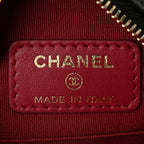 Shiny Goatskin Quilted Chanel 19 Round Clutch With Chain Black