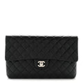 Lambskin Quilted Flap Clutch Black
