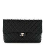Lambskin Quilted Flap Clutch Black