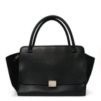 Drummed Calfskin Suede Double Zip Trapeze Black