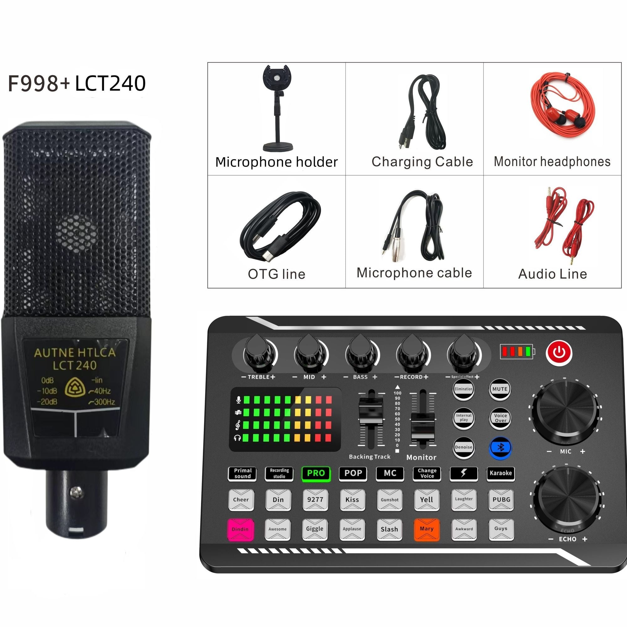 Digital Audio USB External Sound Card and Microphone Personal Entertainment Headset Live Stream For Pc; Live Stream; and Karaoke