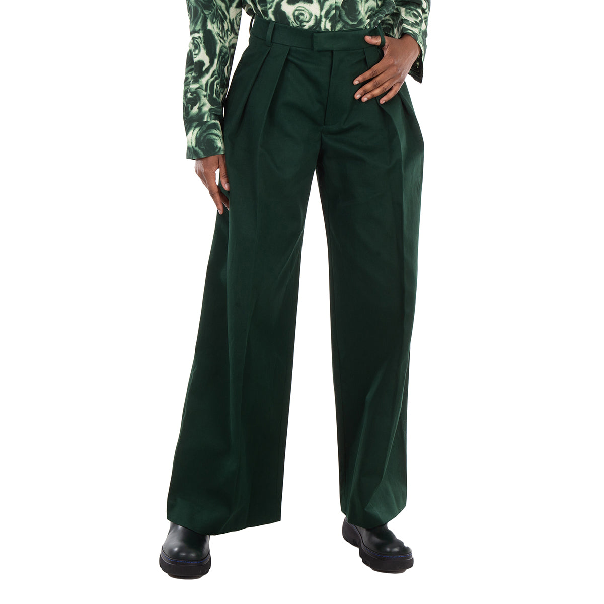 Burberry Plissierte Baumwollhose mit weitem Bein