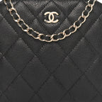 Caviar Quilted Classic Clutch With Chain Black
