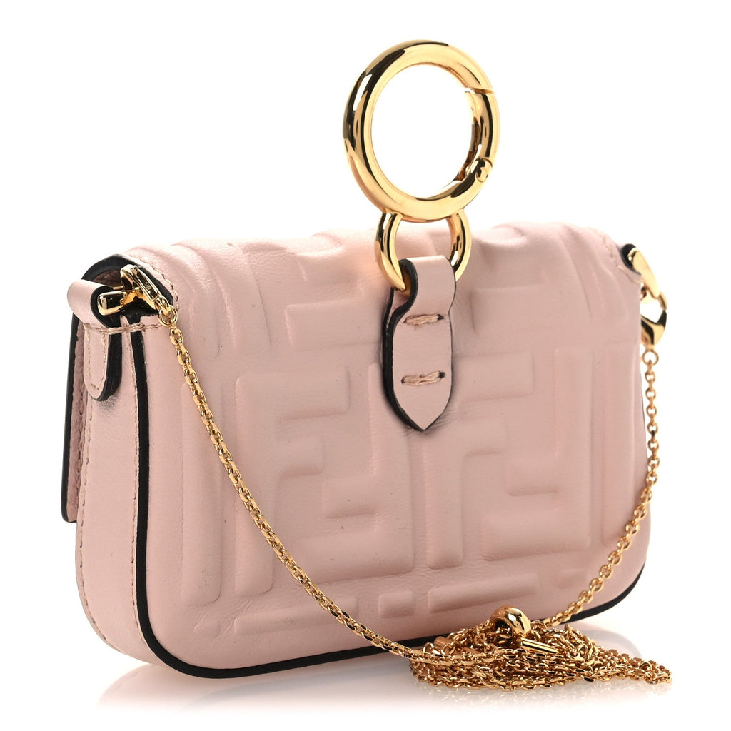 Nappa Matisse FF Embossed Nano Maxi Buckle Baguette Charm Rosa Quarzo