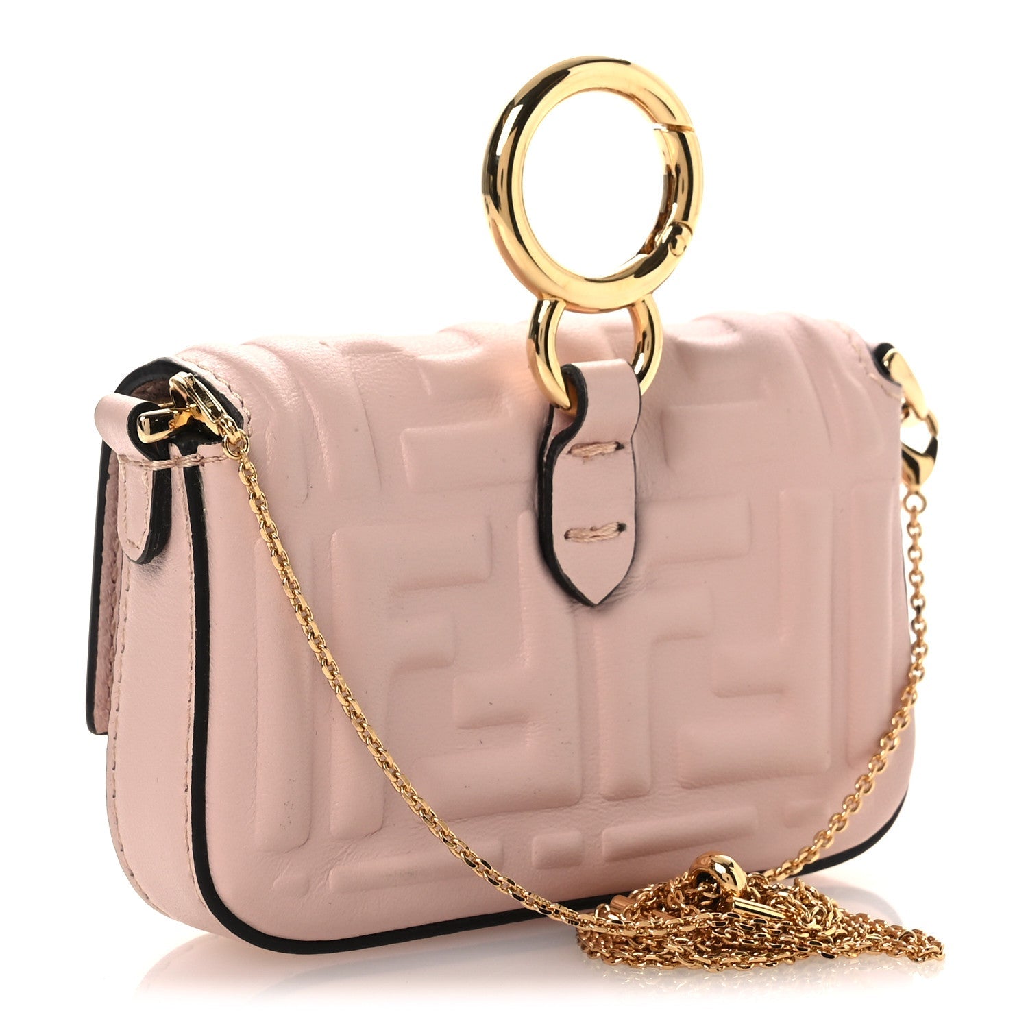 Nappa Matisse FF Embossed Nano Maxi Buckle Baguette Charm Rosa Quarzo