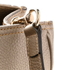 Metallic Pebbled Calfskin Medium Bamboo Shopper Tote Golden Beige
