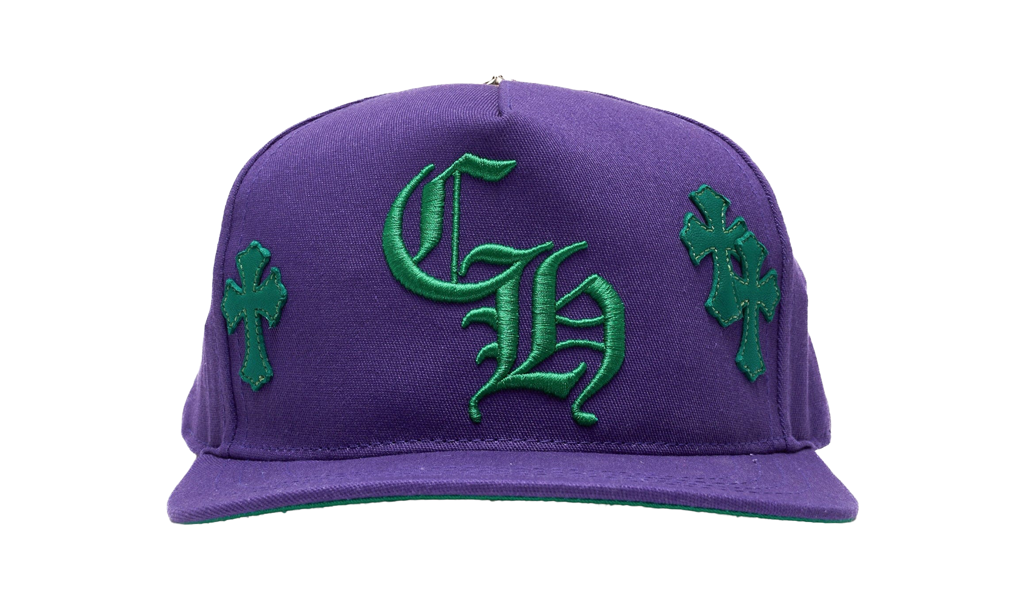 Embroidered Leather Cross Patch Baseball Hat "Purple / Green" CHRM0753
