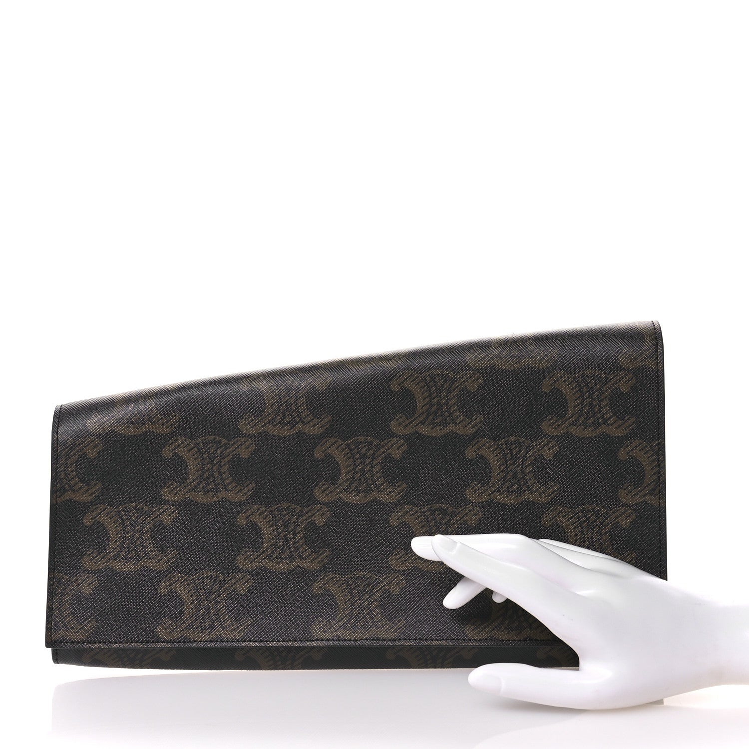 Triomphe Canvas Asymmetric Clutch Tan