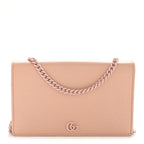 Dollar Calfskin Enamel Monochrome Mini GG Marmont Chain Wallet Perfect Pink
