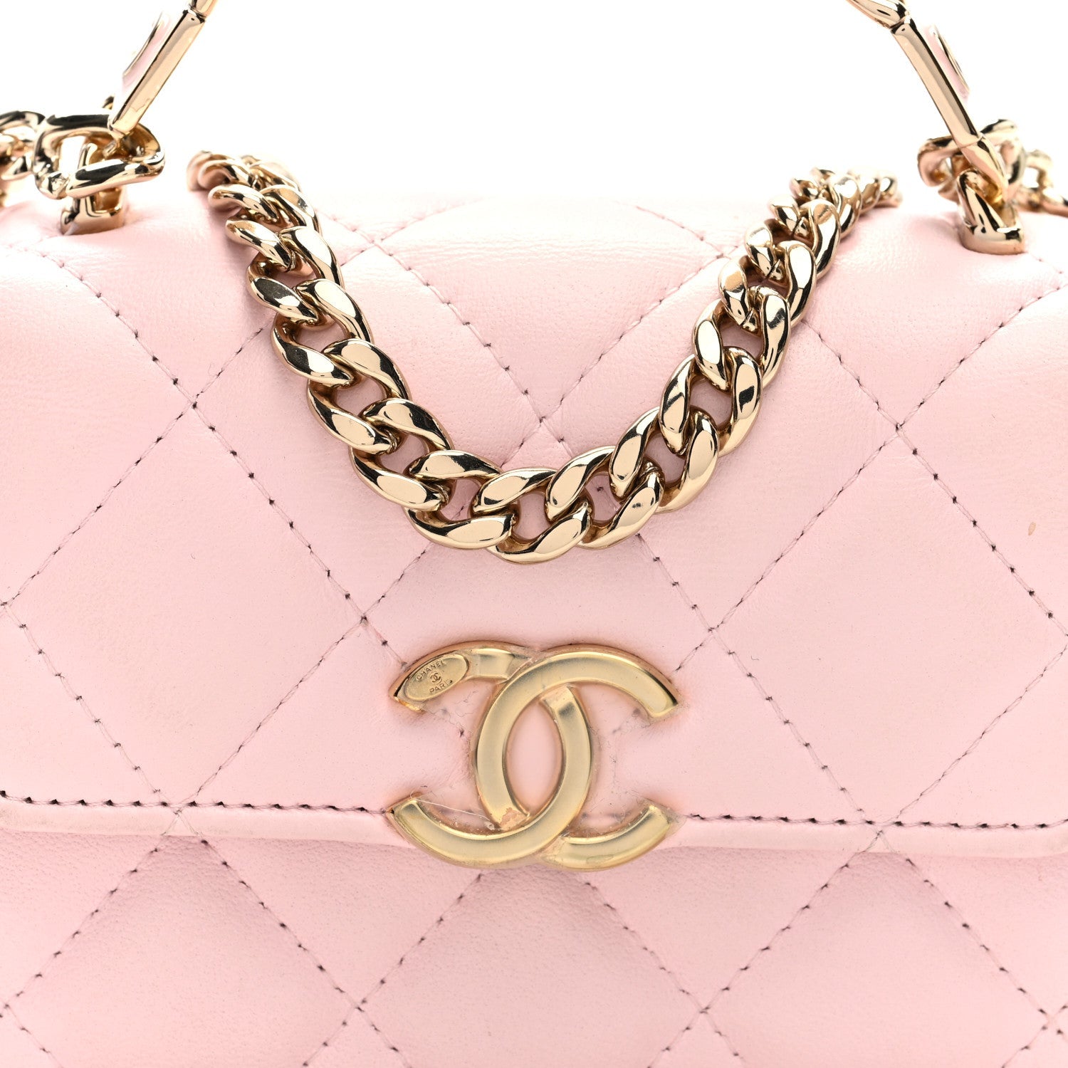 Lambskin Quilted Pick Me Up Clutch With Chain Pink