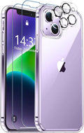 Entronix Bundle Compatible with iPhone 13 Mini - [Hard] Clear Case, 2 Clear Screen Protector & 2 Camera Lens Protectors