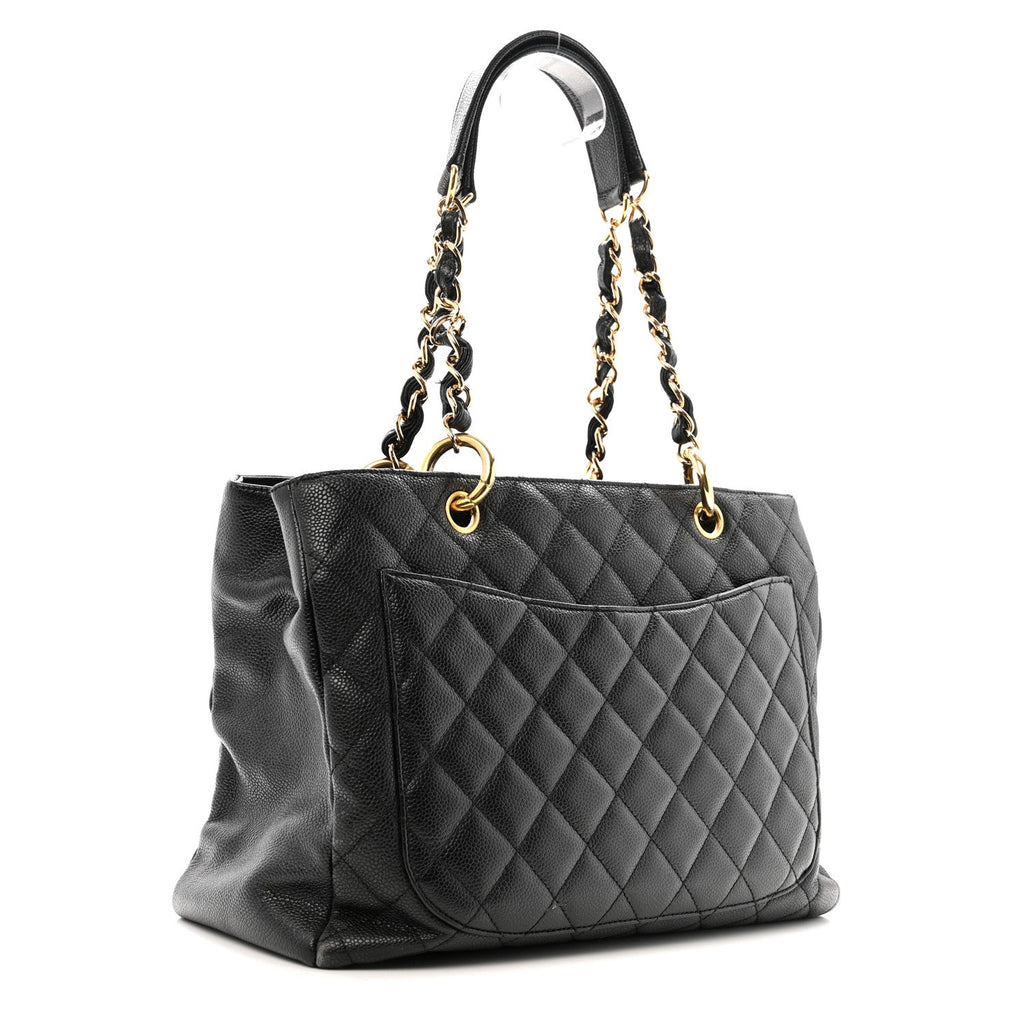 Caviar Quilted Grand Shopping Tote GST Black