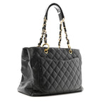 Caviar Quilted Grand Shopping Tote GST Black