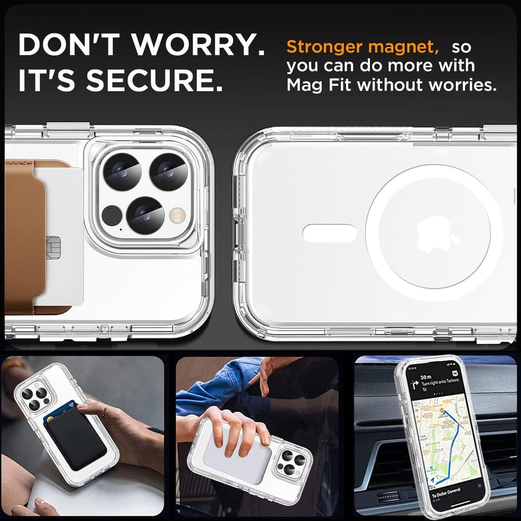 Entronix [Magnetic] Case Compatible with iPhone 15 Pro - [Clear] Triple-Layer Heavy Duty Protection