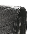Grain De Poudre Matelasse Chevron Monogram Envelope Chain Wallet Black
