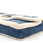 Denim Shearling Hieroglyph Flap Blue