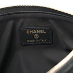 Velvet Effect Nylon Shiny Crumpled Calfskin Coco Neige Quilted Clutch With Chain Black