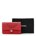 Caviar Quilted Medium Double Flap Red