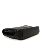 Sheepskin Matelasse Chevron Monogram Large College Satchel Black